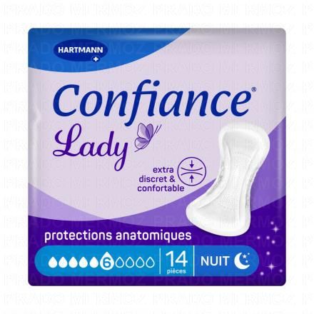 HARTMANN Confiance Lady Protection hygi&eacute;niques anatomiques (14 pi&egrave;ces 6 gouttes nuit)