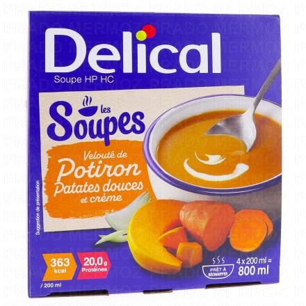 DELICAL Soupe HP/HC - Velout&eacute; de Potiron Patates douces et cr&egrave;me 4x200ml