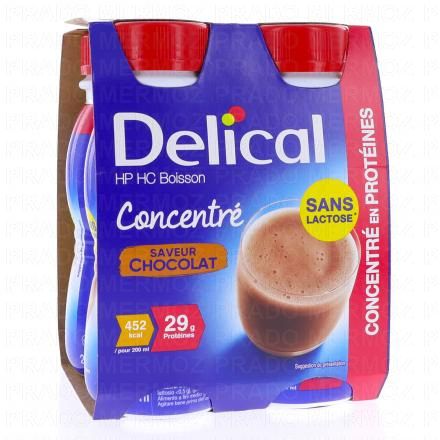 DELICAL Concentrée - Boisson HP/HC sans lactose chocolat 4x200ml