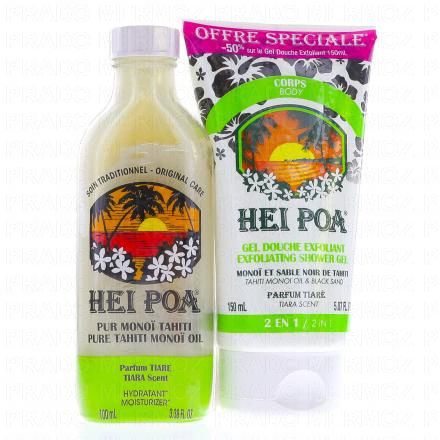 HEI POA Duo Plage Pur Mono&iuml; Parfum Tiar&eacute; 100ml + Gel Douche Exfoliant 150ml