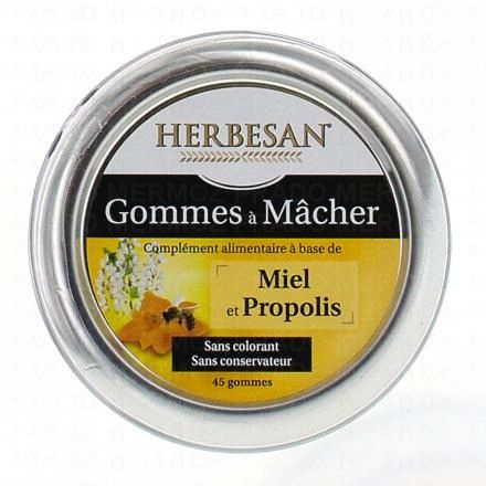 HERBESAN Gommes &agrave; m&acirc;cher au miel et propolis x45