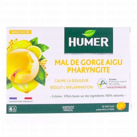 HUMER Mal de Gorge Aigu Pharyngite miel citron 20 pastilles sans sucre