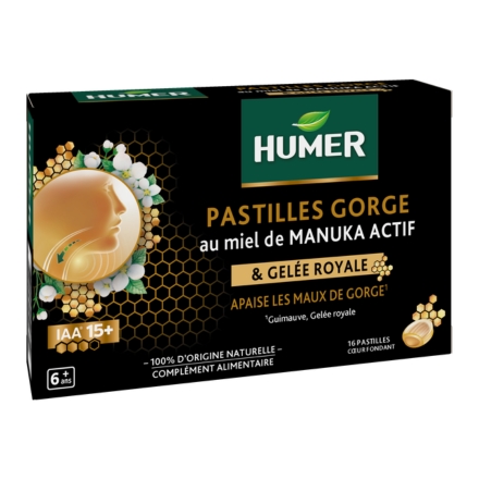 HUMER Pastilles gorge au miel de manuka actif & gelée royale x16