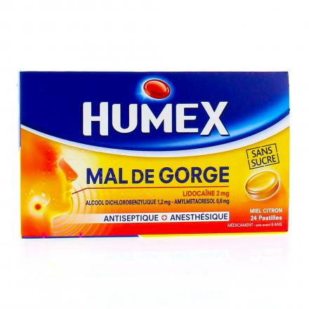 HUMEX Mal de gorge miel citron pastilles sans sucre