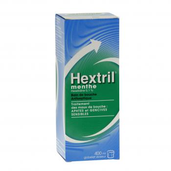 Hextril menthe 0,1 pour cent solution pour bain de bouche (flacon 400 ml)