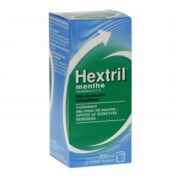 Hextril menthe 0,1 pour cent solution pour bain de bouche (flacon 200 ml)