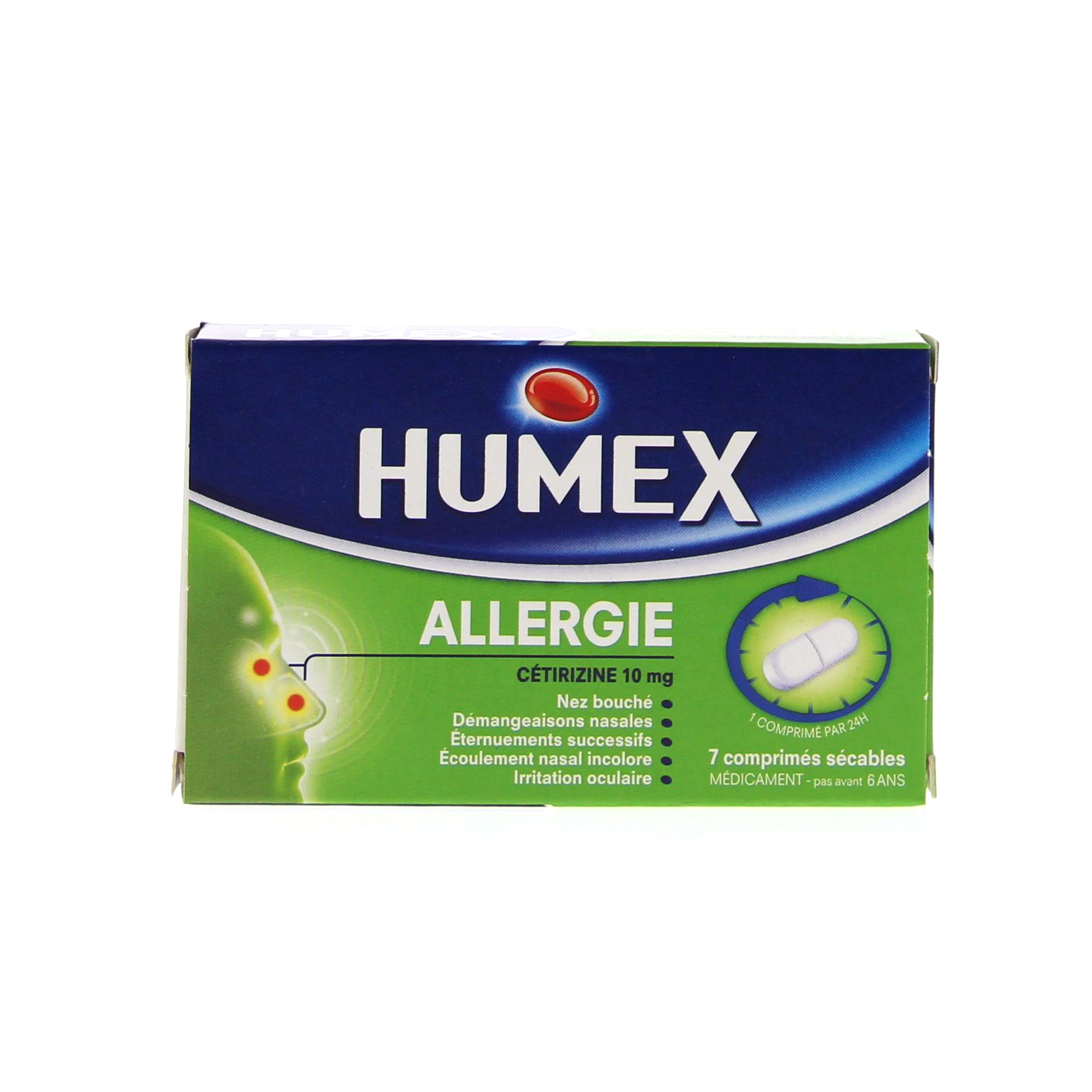 Humex allergie cétirizine 10 mg boîte de 7 comprimés Médicament conseil Pharmacie Prado Mermoz