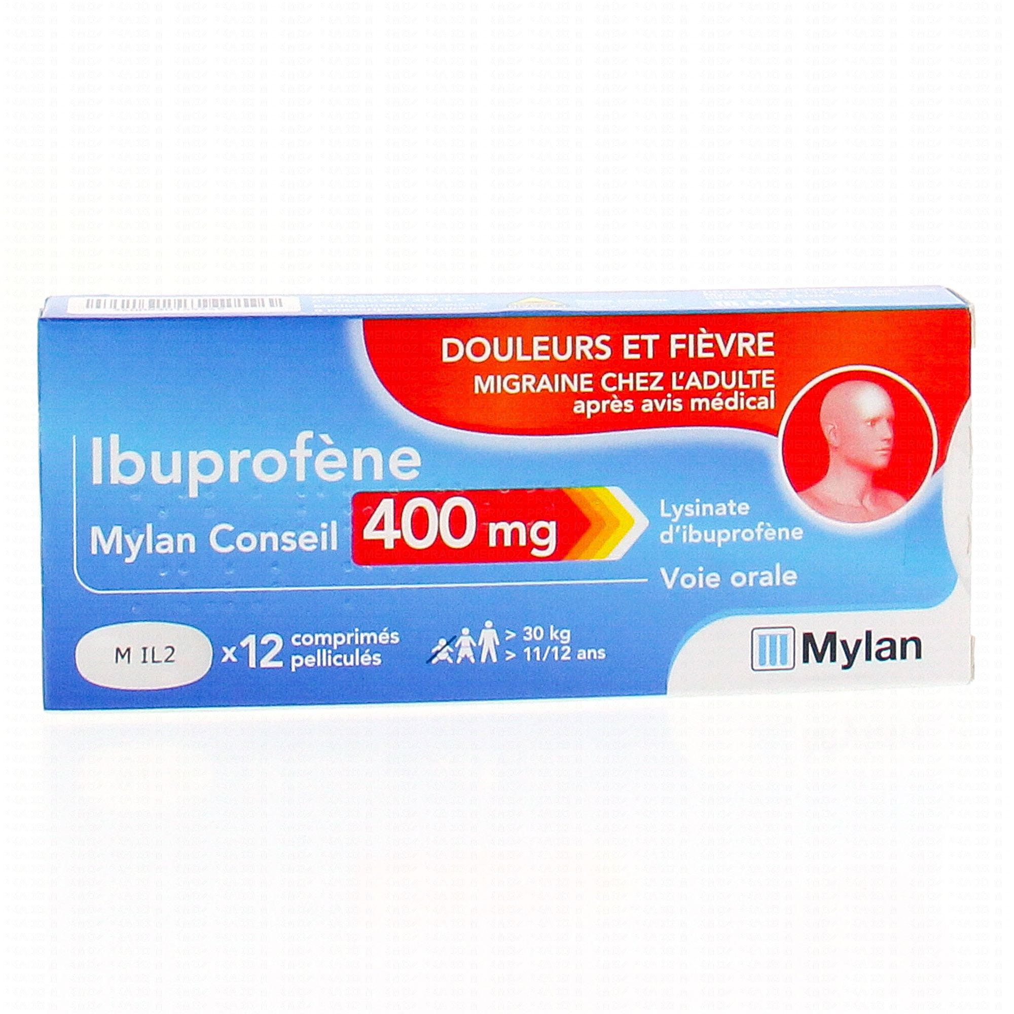 MYLAN Ibuprofène Conseil 400 mg, comprimé pelliculé (médicament conseil) Pharmacie en ligne