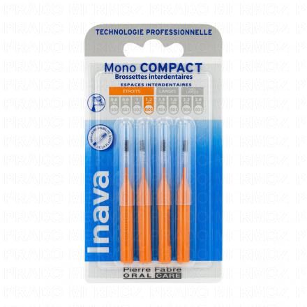 INAVA Mono compact - Brossettes interdentaires orange 1.2 mm espaces &eacute;troits pack de 4