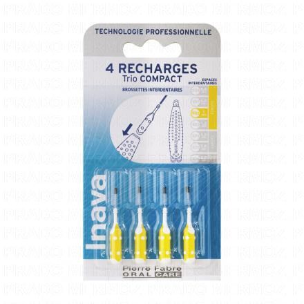 INAVA Trio Compact - Recharge Brossette interdentaire jaune &eacute;troite ISO2 1mm x4