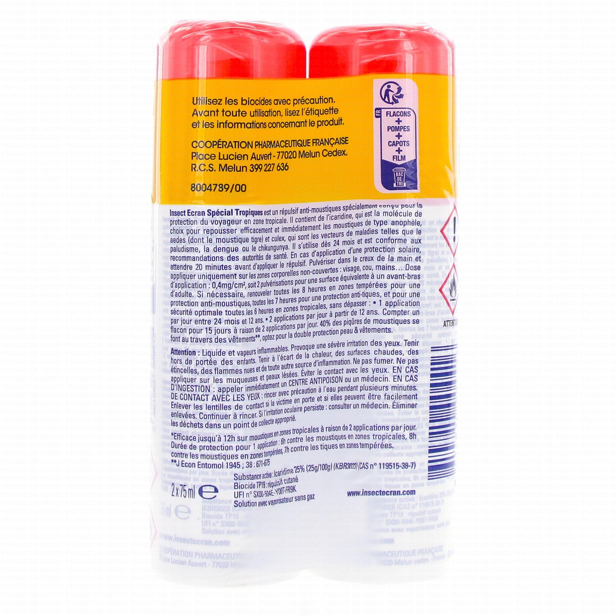 INSECT ECRAN Anti moustiques Familles Flacon 2x 100ml (-25% sur le 2ème) -  Pharmacie Prado Mermoz