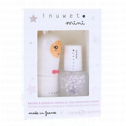 INUWET Coffret Baume à lèvres Barbe à papa et Vernis à l'eau étoilé