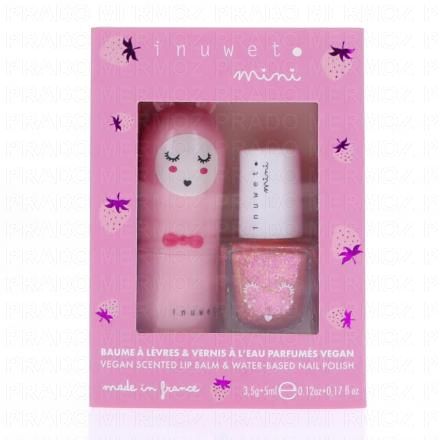 INUWET Coffret Baume à lèvres Fraise et Vernis à l'eau Fraise
