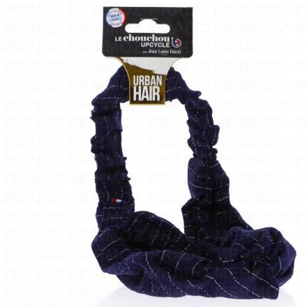 JEAN LOUIS DAVID Urban Hair - Chouchou Upcyclé (motif bleu nuit rayé d'argent)