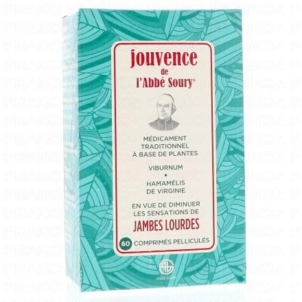 JOUVENCE DE L'ABBE SOURY Médicament traditionnel à base de plantes Jambes lourdes (60 comprimés)