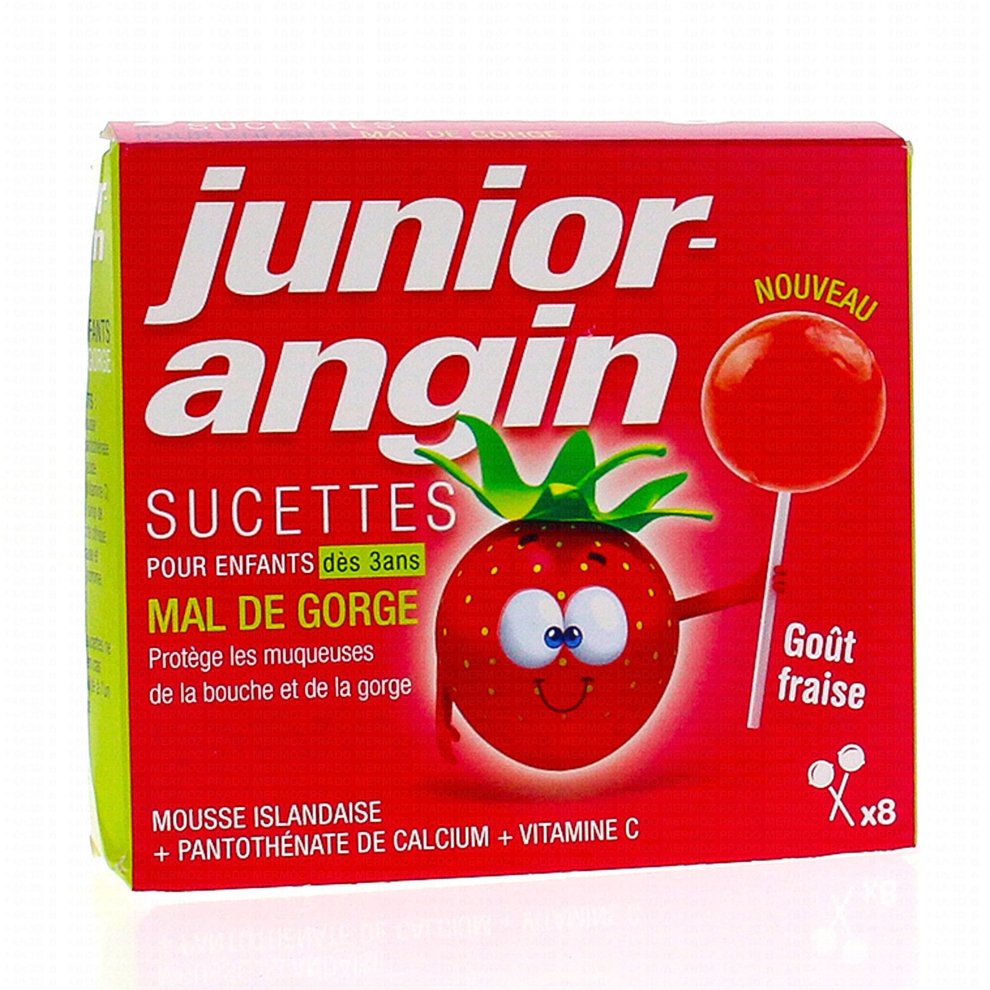 JUNIOR ANGIN Sucettes enfants Mal de gorge x8 - Pharmacie Prado Mermoz