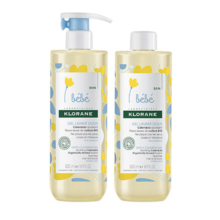 KLORANE B&eacute;b&eacute; Gel lavant doux au Calendula apaisant (lot de 2 x 500ml)