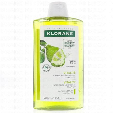 KLORANE C&eacute;drat - Shampooing &eacute;nergisant & l&eacute;g&egrave;ret&eacute; (flacon 400ml)