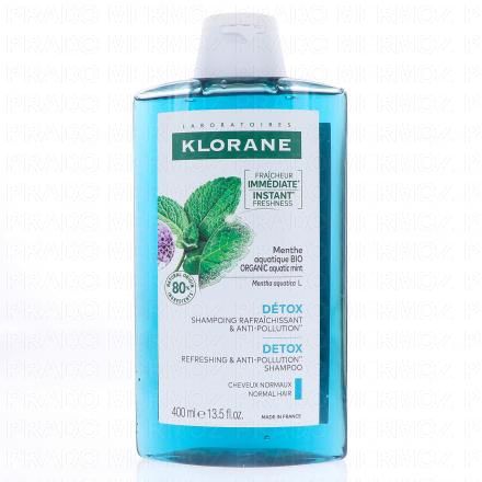 KLORANE Menthe aquatique bio - Shampooing d&eacute;tox anti-pollution (flacon 400ml)