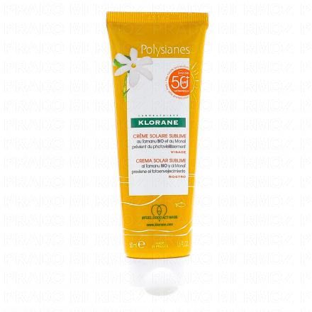 KLORANE Mono&iuml; - Cr&egrave;me solaire sublime visage SPF50 tube 50ml