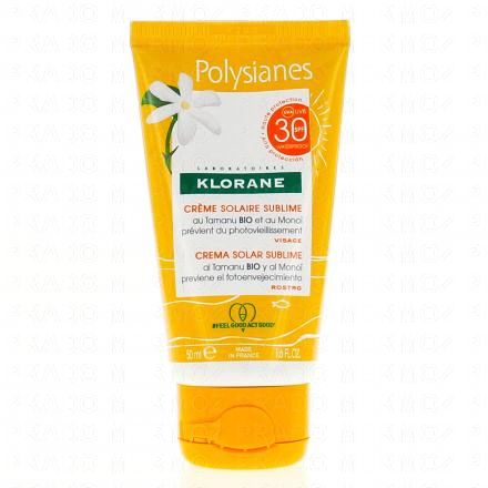 KLORANE Mono&iuml; - Cr&egrave;me solaire sublime visage SPF30 tube 50ml