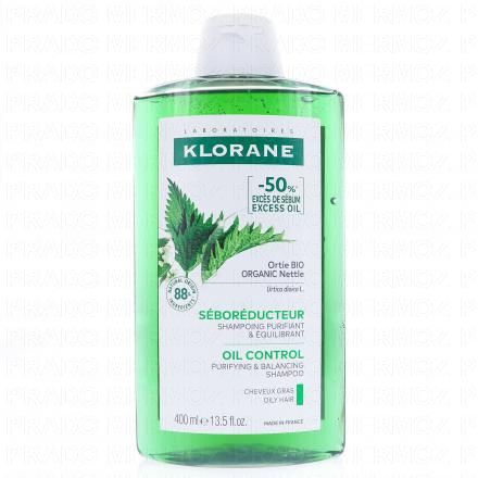 KLORANE S&eacute;bor&eacute;ducteur - Shampooing purifiant et &eacute;quilibrant &agrave; l'Ortie bio (400 ml)