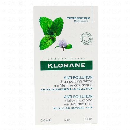 KLORANE Menthe aquatique bio - Shampooing d&eacute;tox anti-pollution (flacon 200ml)