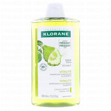 KLORANE Vitalité - Shampooing Cédrat énergisant & légèreté (flacon 400ml)