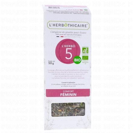L'HERBOTHICAIRE Complexe de plantes pour tisane N&deg;5 F&eacute;minin 50g