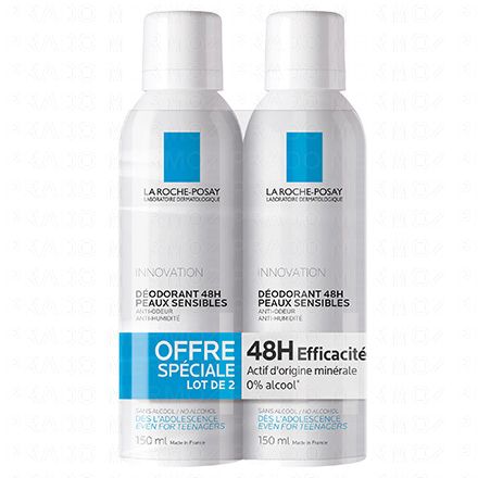 LA ROCHE-POSAY D&eacute;odorant 48h peaux sensibles (2 a&eacute;rosols x 150ml)