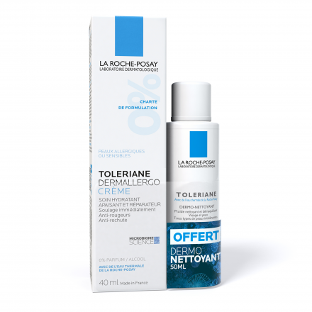 LA ROCHE POSAY Toleriane Cr&egrave;me Dermallergo (cr&egrave;me 40 ml + dermo-nettoyant 50 ml offert)