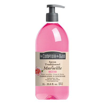 LE COMPTOIR DU BAIN Savon liquide de marseille rose (flacon 1l)