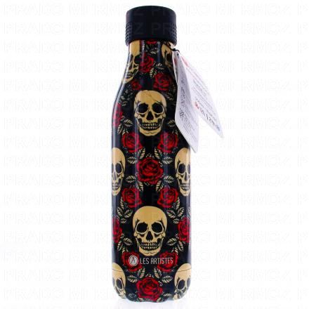 LES ARTISTES Bouteille - isotherme 500ml (roses et t&ecirc;te de mort)