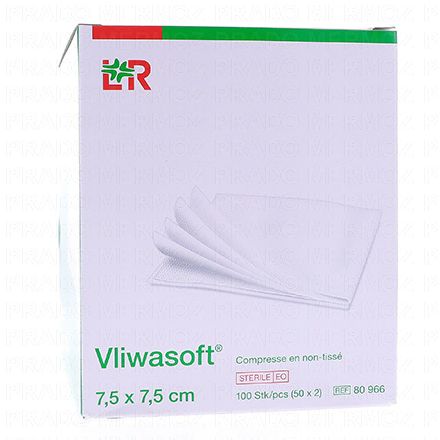 LOHMANN & RAUSHER Vliwasoft - Compresses de Gaze St&eacute;riles Non tiss&eacute;es 7.5 x 7.5 cm (50 sachets)
