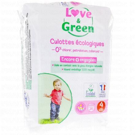LOVE&GREEN Couches-Culottes Écologiques x16 (taille 4 maxi 8 à 15 kg)