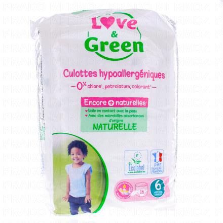 LOVE&GREEN Couches-Culottes Écologiques x16 (taille 6 extra large + de 16 kg)