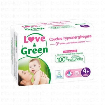 LOVE&GREEN Couches hypoallerg&eacute;niques (taille 4 - 7&agrave;14kg x44 couches)