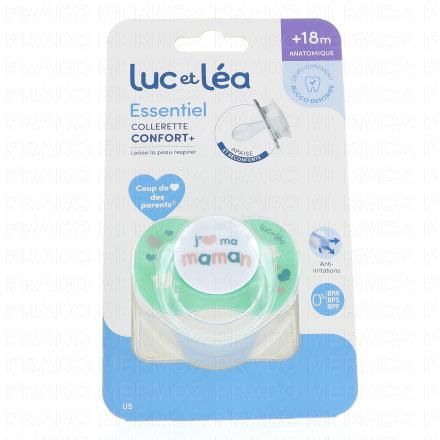 LUC ET LEA Essentiel collerette confort+ - Sucette +18 mois (j'aime ma maman)