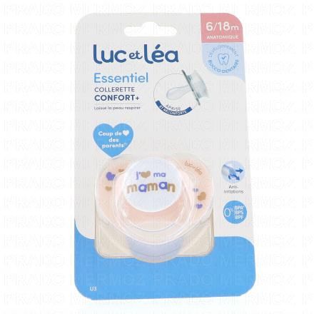 LUC ET LEA Essentiel collerette confort+ - Sucette 6-18 mois (j'aime ma maman)