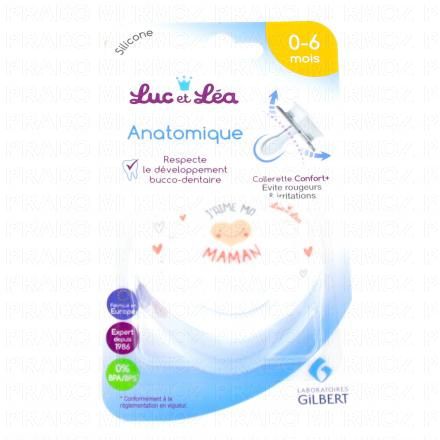 LUC ET LEA Sucette silicone sym&eacute;trique 0m+ J'aime ma maman