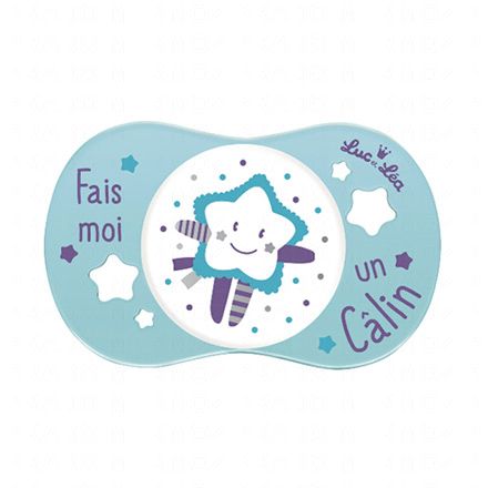 LUC ET LEA Sucette silicone sym&eacute;trique 6m+ Fais moi un calin