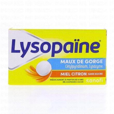 LYSOPAINE maux de gorge Miel Citron sans sucre comprim&eacute;s &agrave; sucer