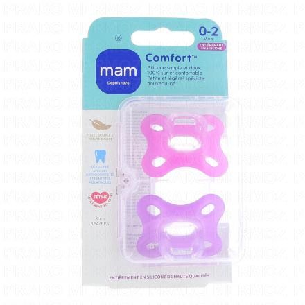 MAM Comfort - Sucettes nouveau n&eacute; +0mois (lot de 2 rose)