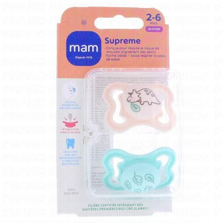 MAM Duo Sucettes 2-6 mois Supreme silicone REF26 (nature)