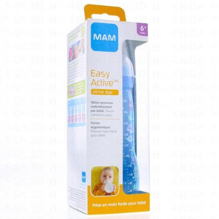MAM Easy Active - Biberon 2&egrave;me &acirc;ge 330ml (bleu baleine)