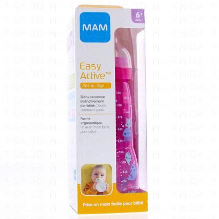 MAM Easy Active - Biberon 2&egrave;me &acirc;ge 330ml (rose pieuvre)