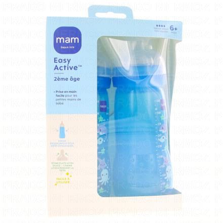 MAM Easy Active - Biberon 2&egrave;me &acirc;ge 330ml (turquoise x2)