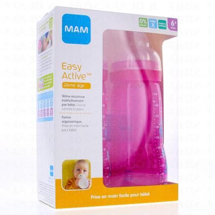 MAM Easy Active - Biberon 2&egrave;me &acirc;ge 330ml (rose x2)