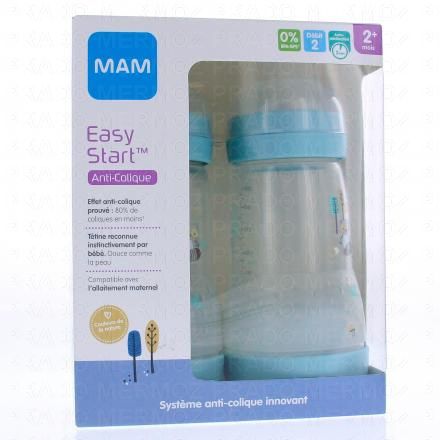 MAM Easy Start Anti-Colique biberon d&eacute;bit 2 260ml (lot de 2 bleu couleur de la nature)