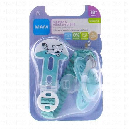 MAM Kit sucette & attache-sucette +18 mois anatomique silicone